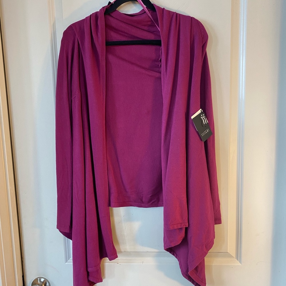 Sisters Magenta Pink Hi/ Lo Waterfall Knit Open Top, size Small